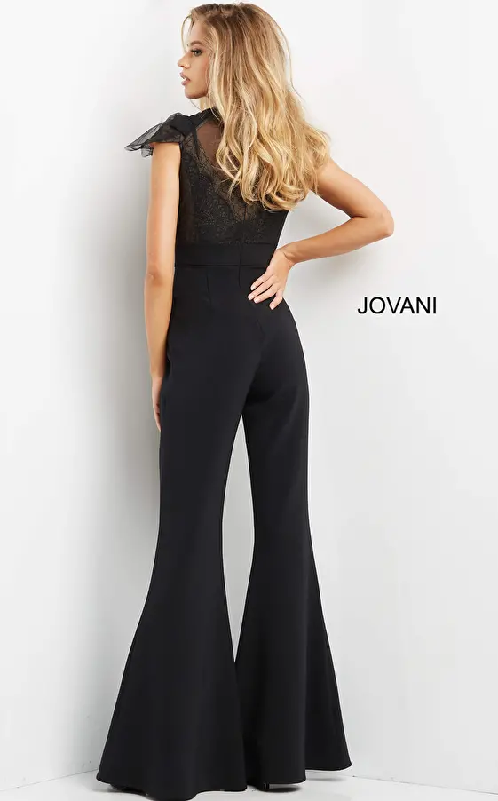 Black 05676 Fit and Flare Pants Evening Jumpsuit